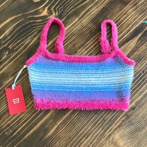 Sunday Best Pink and Blue Fuzzy Top Size 2XS NWT